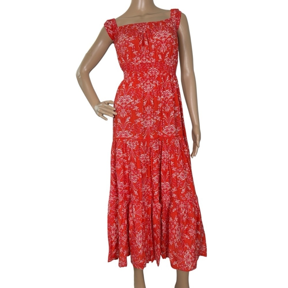 Abel The Label Red Floral Boho Midi Dress XS